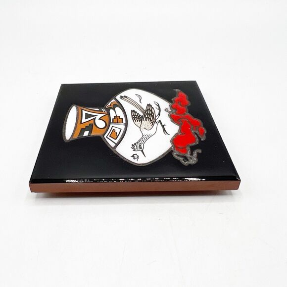 Vintage Cleo Teissedre Ceramic Tile Roadrunner Pottery Hand Painted Southwest 4" - Picture 6 of 8